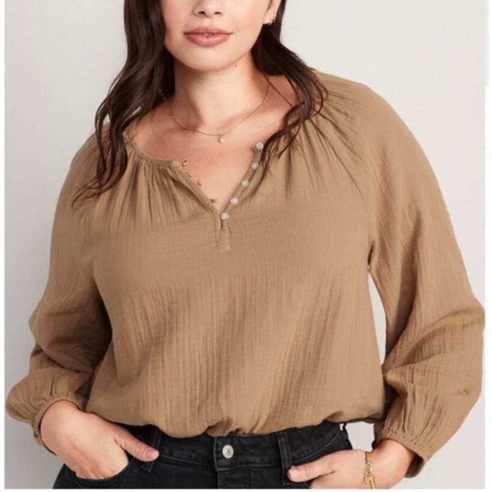 Tan 100% Cotton Blouse